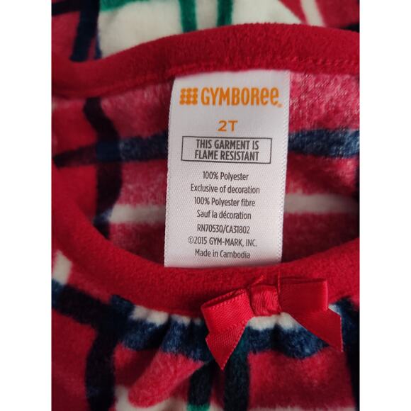 Gymboree Plaid Holiday Night Gown Long Sleeve Ruffle Pajama Dress Size 2T - Picture 5 of 9
